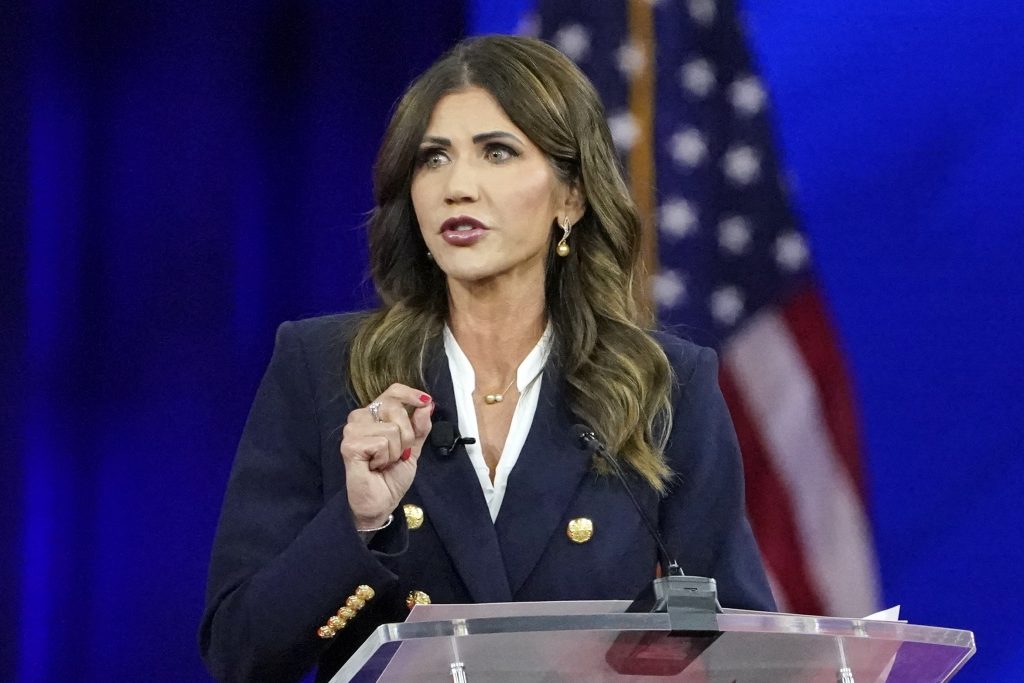 FILE - In this Feb. 25, 2002 file photo, South Dakota Gov. Kristi Noem speaks in Orlando, Fla. South Dakota Attorney General Jason Ravnsborg faces the state's first impeachment trial next week for his conduct surrounding a 2020 car crash in which he struck and killed a pedestrian. A conviction would be a victory for Noem, who has adamantly pushed for Ravnsborg's ouster. (AP Photo/John Raoux, File)