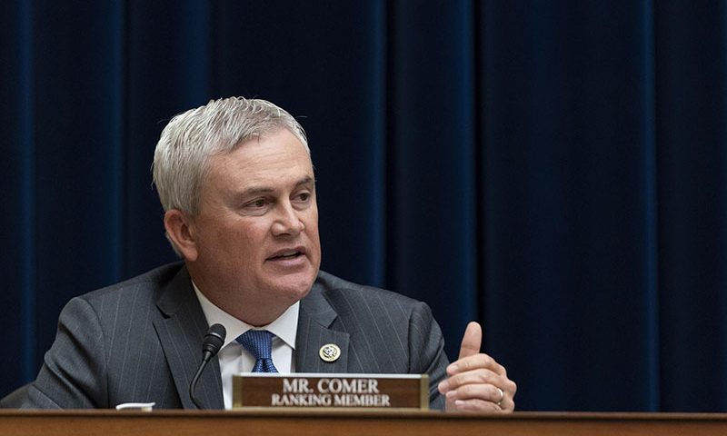 FILE - In this Thursday July 29, 2021 file photo, House Committee on Oversight and Reform committee Ranking Member Rep. James Comer, R-Ky., speaks during a hearing on voting rights in Texas in Washington. (AP Photo/Jacquelyn Martin, File)