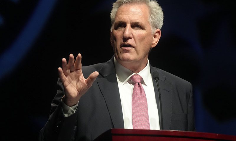 U.S. House Minority Leader Kevin McCarthy, R-Calif., speaks to a South Carolina GOP fundraising dinner on Friday, July 29, 2022, in Columbia, S.C. (AP Photo/Meg Kinnard)