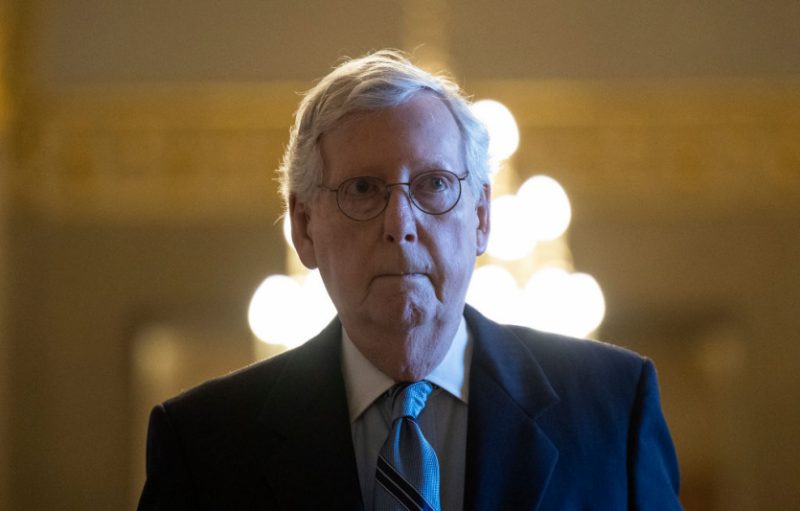 WASHINGTON, DC - SEPTEMBER 20: U.S. Senate Minority Leader Mitch McConnell (R-KY) walks to the Senate Chambers at the U.S. Capitol on September 20, 2022 in Washington, DC. The Senate is working to avert a government shutdown. (Photo by Kevin Dietsch/Getty Images)