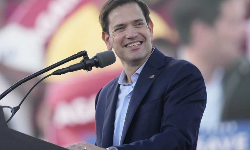 Sen. Marco Rubio, R-Fla., speaks before former President Donald Trump at a campaign rally at the Miami-Dade County Fair and Exposition on Sunday, Nov. 6, 2022, in Miami. (AP Photo/Rebecca Blackwell)