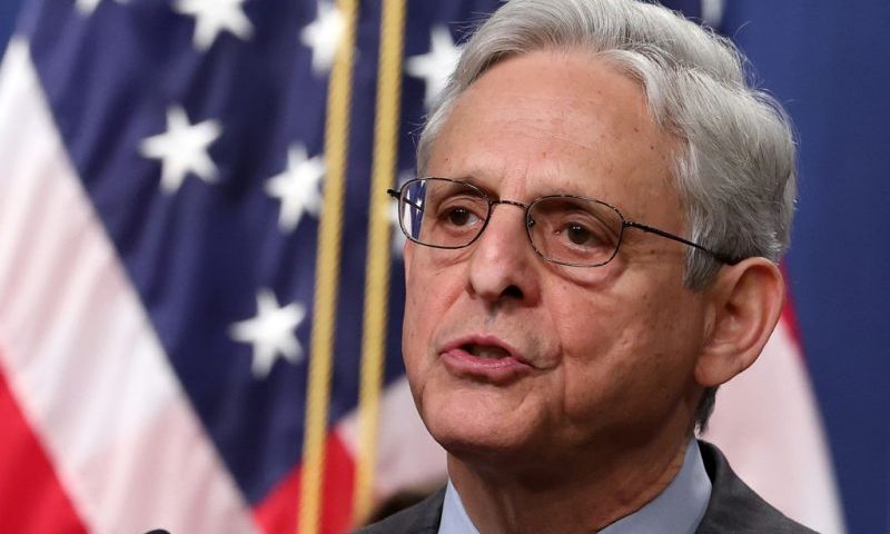 WASHINGTON, DC - OCTOBER 24: U.S. Attorney General Merrick Garland speaks at a press conference at the U.S. Department of Justice on on October 24, 2022 in Washington, DC. (Photo by Kevin Dietsch/Getty Images)