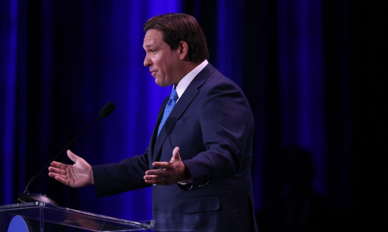 Florida Governor Ron DeSantis speaks to guests at the Republican Jewish Coalition Annual Leadership Meeting on November 19, 2022 in Las Vegas, Nevada. The meeting comes on the heels of former President Donald Trump becoming the first candidate to declare his intention to seek the GOP nomination in the 2024 presidential race. (Photo by Scott Olson/Getty Images)