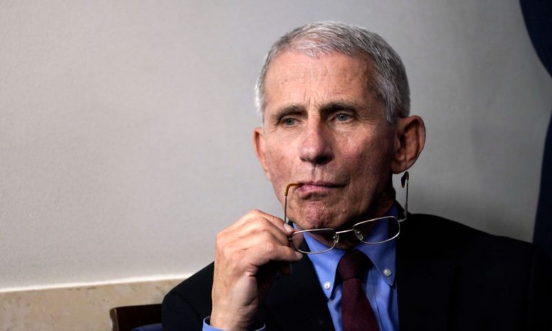 WASHINGTON, DC - MARCH 27: National Institute of Allergy and Infectious Diseases Director Anthony Fauci listens during a briefing on the coronavirus pandemic in the press briefing room of the White House on March 27, 2020 in Washington, DC. President Trump signed the H.R. 748, the CARES Act on Friday afternoon. Earlier in the day, the U.S. House of Representatives approved the $2 trillion stimulus bill that lawmakers hope will battle the economic effects of the COVID-19 pandemic. (Photo by Drew Angerer/Getty Images)