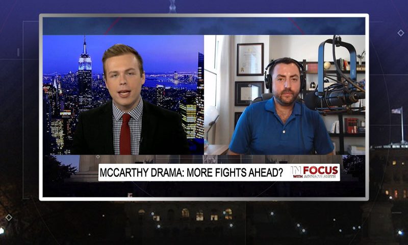 Video still from Josh Hammer's interview with In Focus on One America News Network