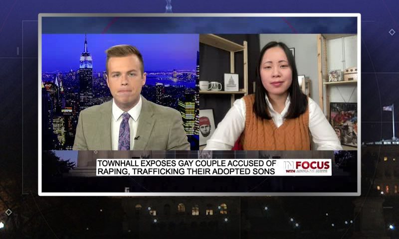 Video still from with Townhall.com reporter Mia Cathell's interview with In Focus on One America News Network
