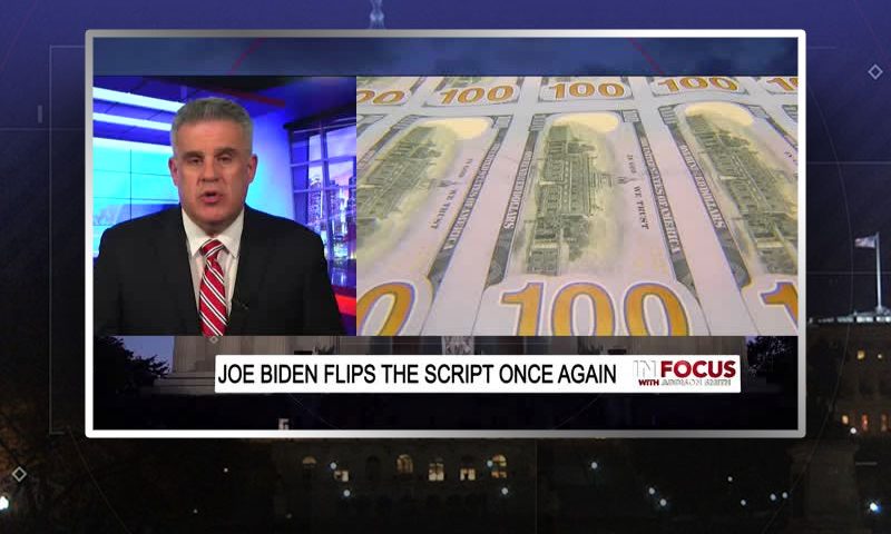 Video still from Dan Geltrude's interview with In Focus on One America News Network