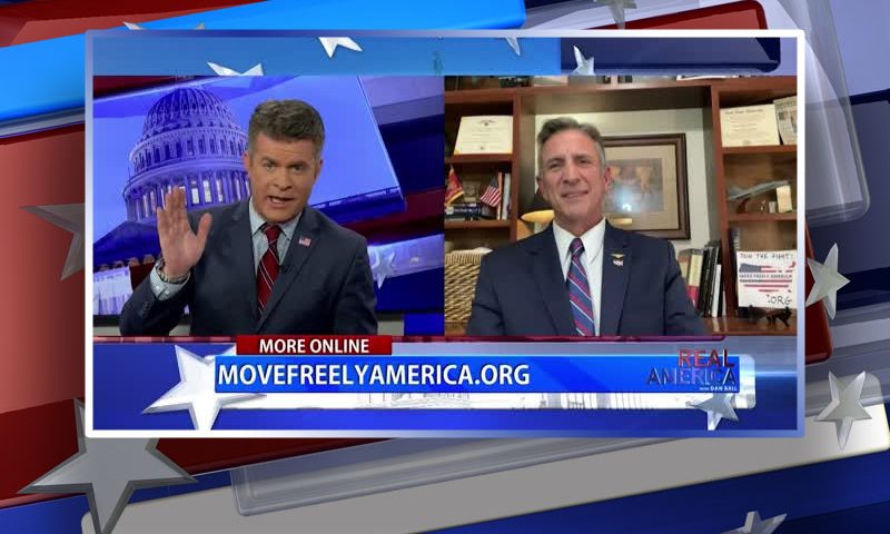 Video still from Tom Oltorik's interview with Real America on One America News Network