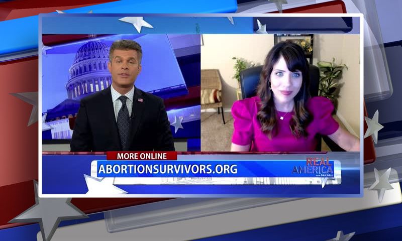 Video still from Melissa Ohden's interview with Real America on One America News Network