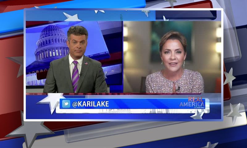 Video still from Rep. Kari Lake's interview with Real America on One America News Network