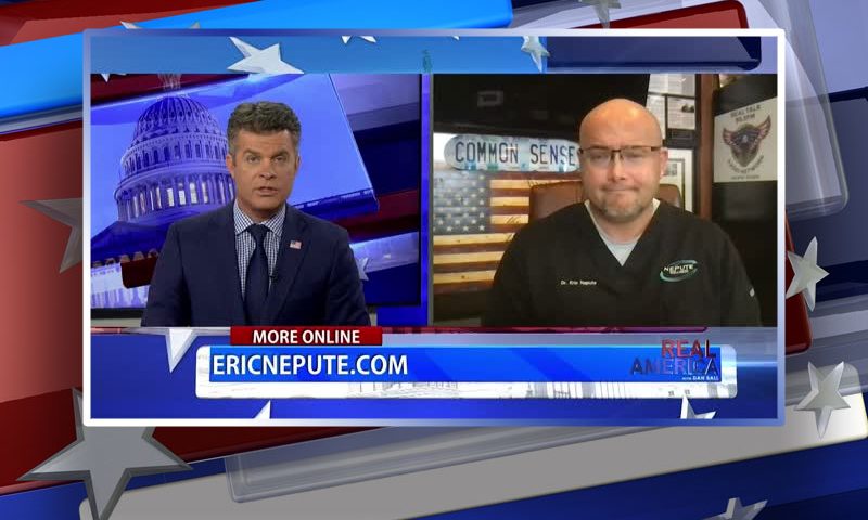Video still from Dr. Eric Nepute's interview with Real America on One America News Network