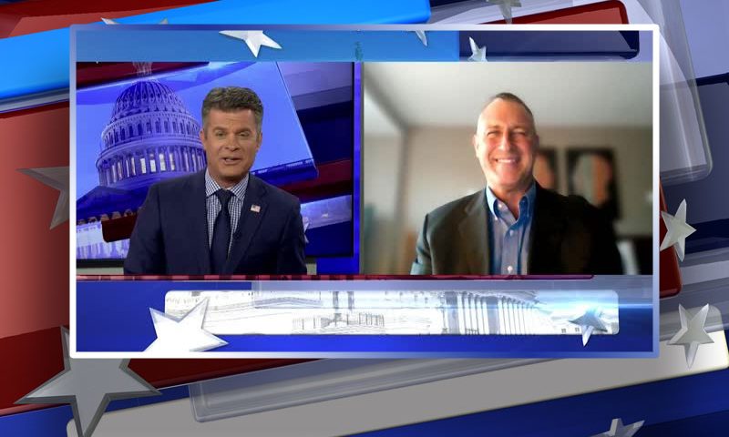 Video still from Frank Lasee's interview with Real America on One America News Network