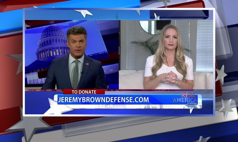 Video still from Ivory Hecker's interview with Real America on One America News Network