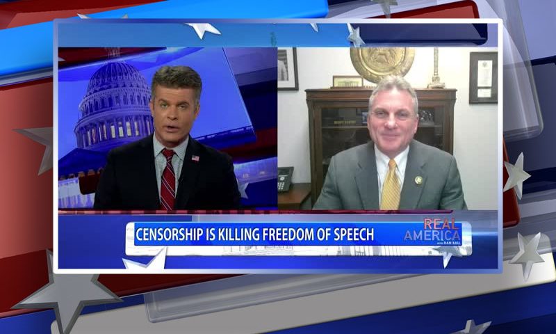 Video still from Rep. Buddy Carter's interview with Real America on One America News Network