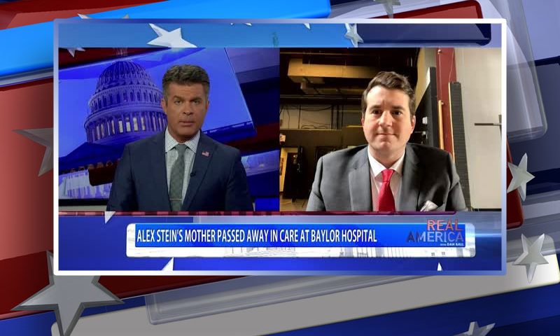 Video still from Alex Stein's interview with Real America on One America News Network