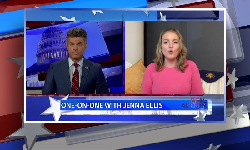 Video still from Jenna Ellis' interview with Real America on One America News Network