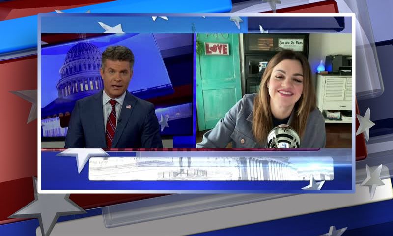 Video still from Abby Johnson's interview with Real America on One America News Network