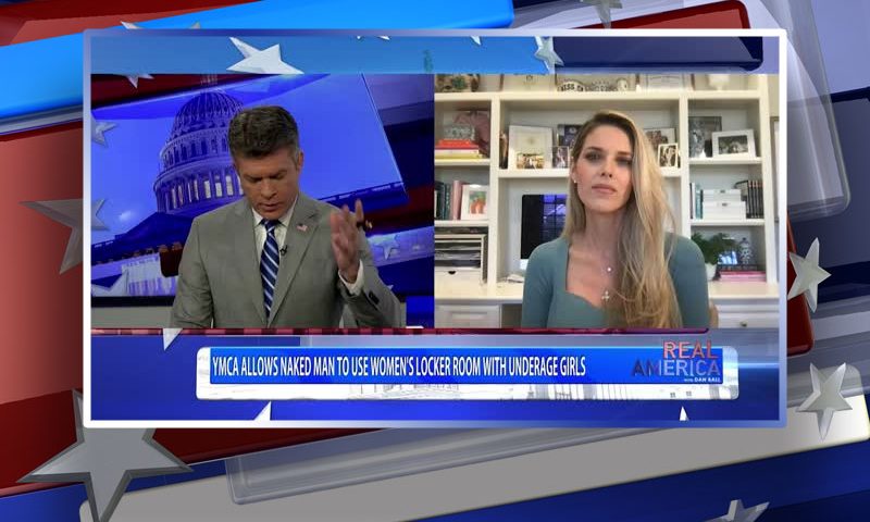 Video still from Carrie Boller's interview with Real America on One America News Network