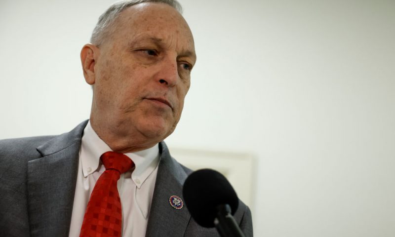U.S. Rep. Andy Biggs (R-AZ) speaks to reporters outside of a House Oversight and Reform Committee hearing in the Rayburn House Office Building on February 01, 2023 in Washington, DC. The committee held the hearing to discuss COVID Pandemic Federal Spending. (Photo by Anna Moneymaker/Getty Images)