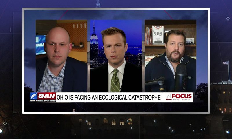 Video still from Ryan Cunningham and National File's Noel Fritsch's interview with In Focus on One America News Network