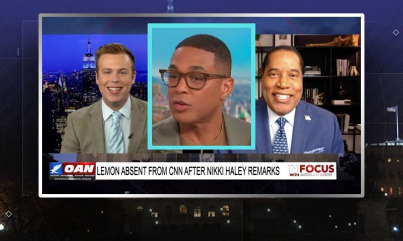 Video still from Larry Elder's interview with In Focus on One America News Network