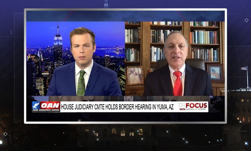 Video still from Rep. Andy Biggs' interview with In Focus on One America News Network