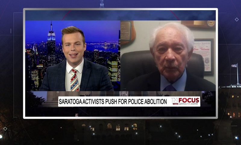 Video still from Lou Telano's interview with In Focus on One America News Network