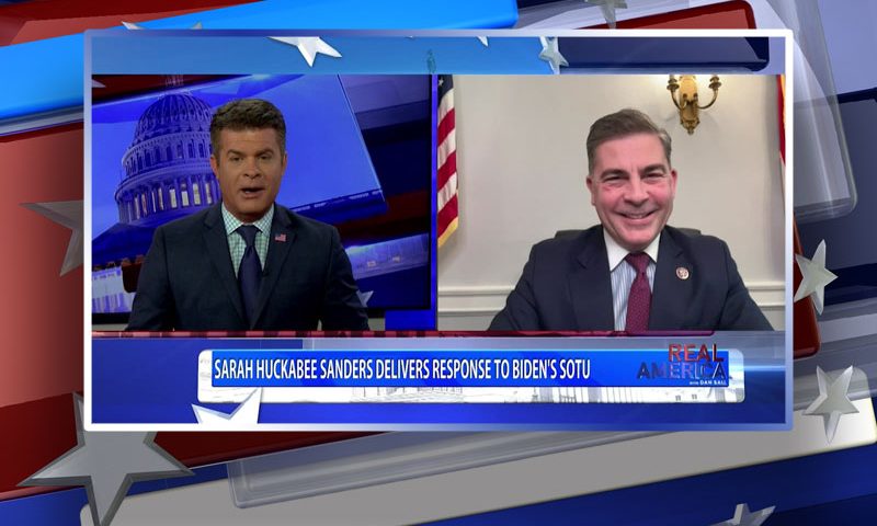 Video still from Rep. Mike Carey's interview with Real America on One America News Network