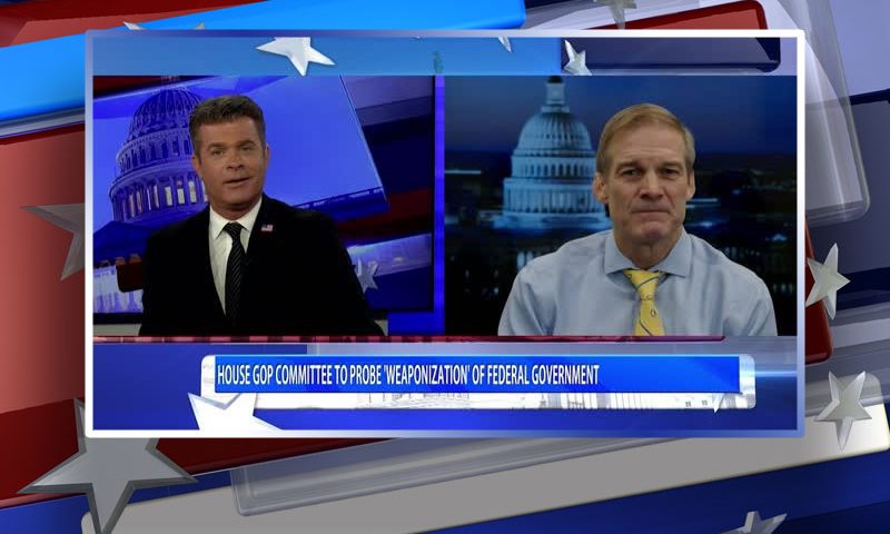 Video still from Rep. Jim Jordan's interview with Real America on One America News Network
