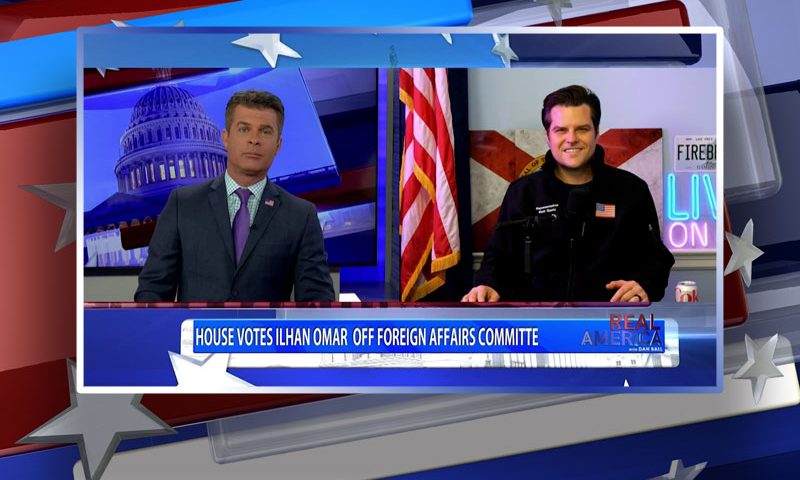 Video still from Rep. Matt Gaetz's interview with Real America on One America News Network
