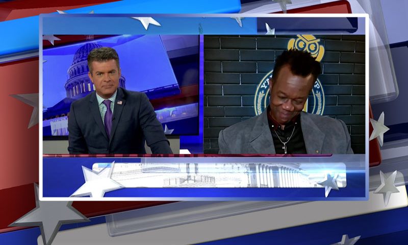 Video still from Kevin McGary's interview with Real America on One America News Network
