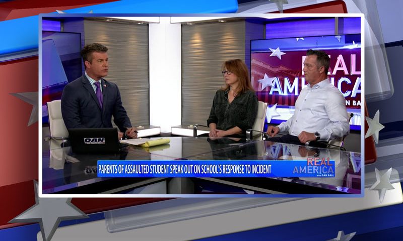 Video still from Amy Mullins and Norris Hill's interview with Real America on One America News Network