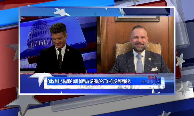 Video still from Rep. Cory Mills' interview with Real America on One America News Network