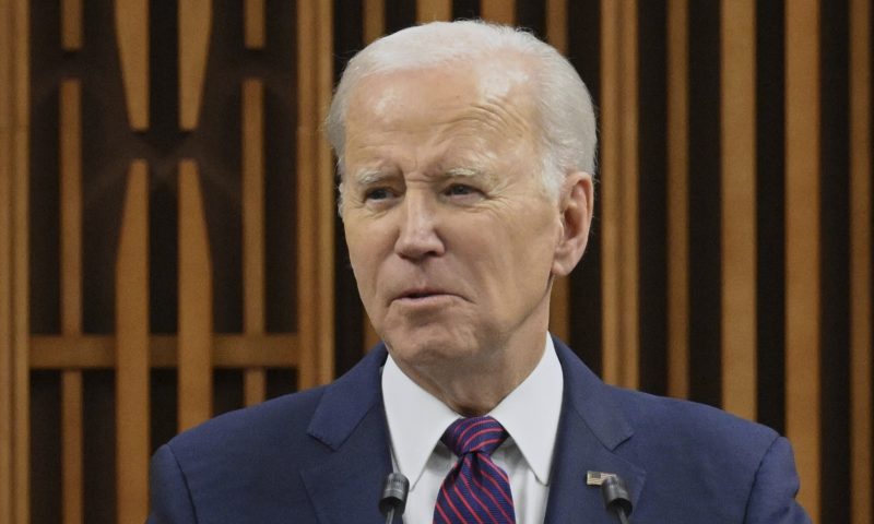 President Joe Biden speaks to the Canadian Parliament in Ottawa, Canada, Friday, Mach 24, 2023. (Mandel Ngan/Pool via AP)
