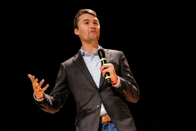 Charlie Kirk speaks at Culture War Turning Point USA event at the Ohio State University in Columbus, Ohio on October 29, 2019. The organizations mission is to identify, educate, train, and organize students to promote conservative principles. - They like his straightforward speaking style, his policies on immigration and the economic boom achieved during his administration. They are still teenagers, or just past 20. In a year from now, they will vote in their first presidential election in key swing state Ohio -- and they're giving Donald Trump their support. (Photo by Megan JELINGER / AFP) (Photo by MEGAN JELINGER/AFP via Getty Images)