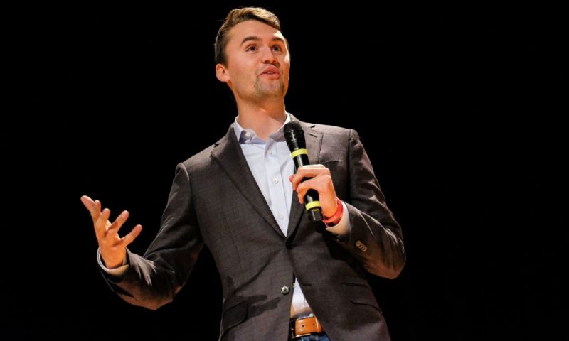 Charlie Kirk speaks at Culture War Turning Point USA event at the Ohio State University in Columbus, Ohio on October 29, 2019. The organizations mission is to identify, educate, train, and organize students to promote conservative principles. - They like his straightforward speaking style, his policies on immigration and the economic boom achieved during his administration. They are still teenagers, or just past 20. In a year from now, they will vote in their first presidential election in key swing state Ohio -- and they're giving Donald Trump their support. (Photo by Megan JELINGER / AFP) (Photo by MEGAN JELINGER/AFP via Getty Images)
