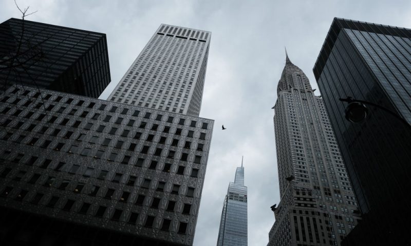 Skyscrapers loom over downtown Manhattan on March 31, 2022 in New York City. New York City Mayor Eric Adams has said that remote work is hurting the city’s economy which depends on workers patronizing restaurants and other businesses. According to New York State Department of Labor, New York City’s seasonally adjusted unemployment rate stood at 7% in February — down by 5.5% from February 2021 but still higher than February of 2020. Despite the numbers, there is a significant increase in foot traffic in Manhattan with many area restaurants and bars starting to have long wait times at peak hours. (Photo by Spencer Platt/Getty Images)