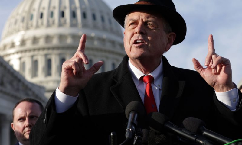 WASHINGTON, DC - FEBRUARY 01: U.S. Rep. Ralph Norman (R-SC) speaks during a news conference in front of the U.S. Capitol on February 1, 2023 in Washington, DC. Rep. Andy Biggs (R-AZ) is introducing articles of Impeachment Against Secretary of Homeland Security Alejandro Mayorkas. (Photo by Alex Wong/Getty Images)