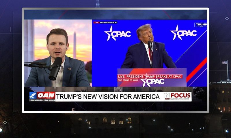 Video still from Ryan Fournier's interview with In Focus on One America News Network