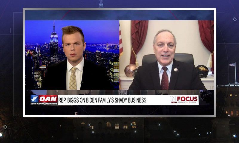 Video still from Rep. Andy Biggs' interview with In Focus on One America News Network