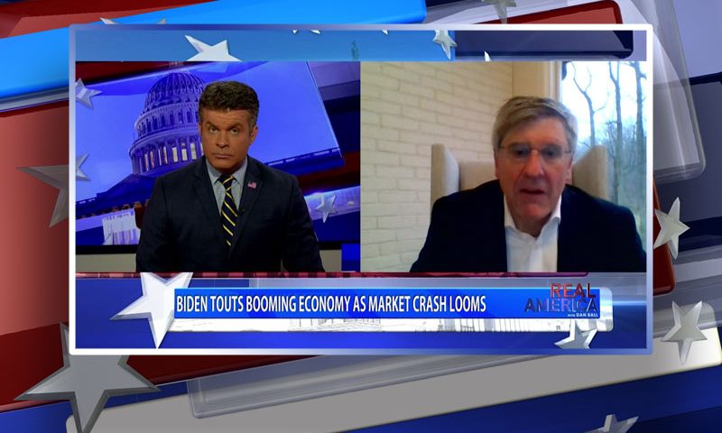 Video still from Steve Moore's interview with Real America on One America News Network