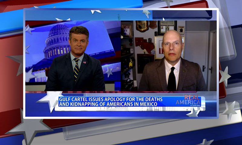 Video still from Ron Vitiello's interview with Real America on One America News Network