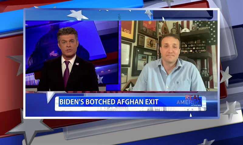 Video still from Stuart Scheller's interview with Real America on One America News Network