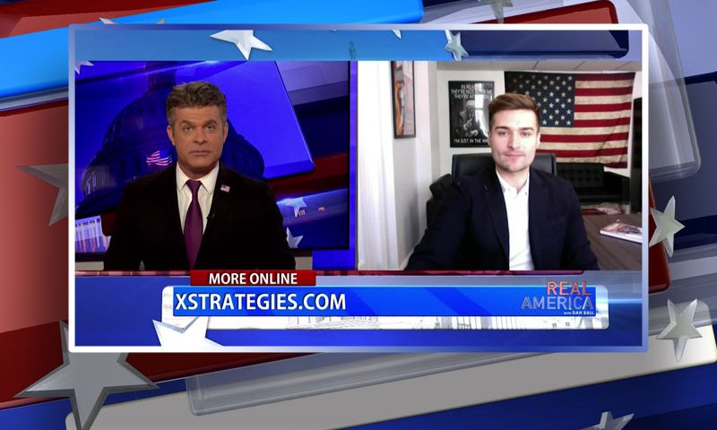 Video still from Alex Bruesewitz' interview with Real America on One America News Network