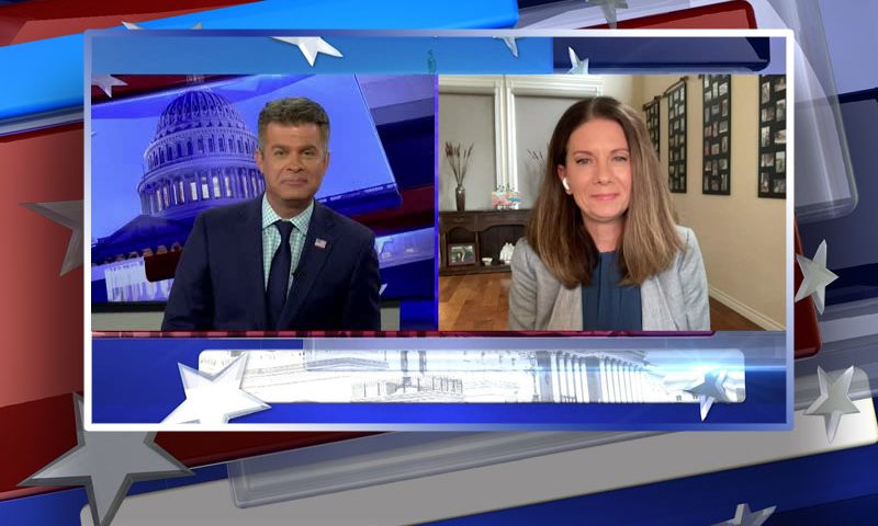 Video still from Melissa Melendez's interview with Real America on One America News Network