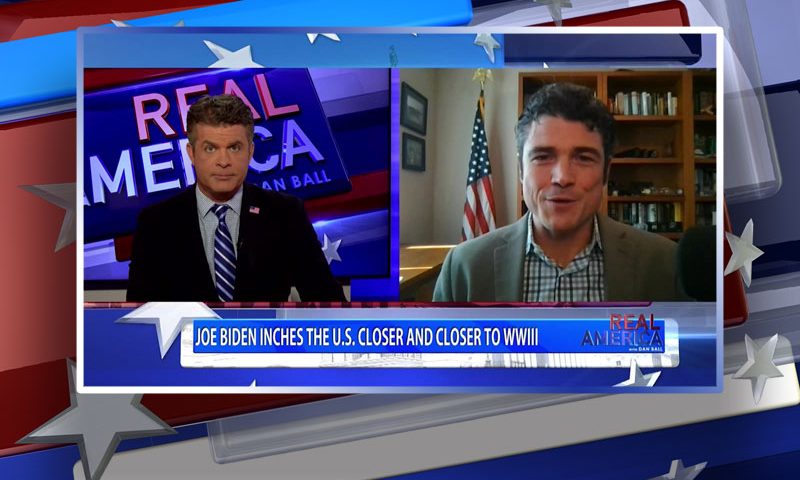 Video still from Joe Kent's interview with Real America on One America News Network