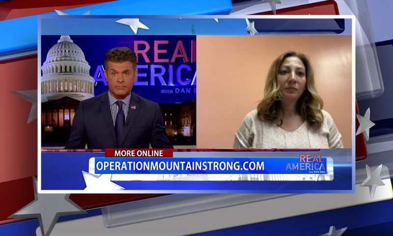 Video still from Rita Nelson's interview with Real America on One America News Network
