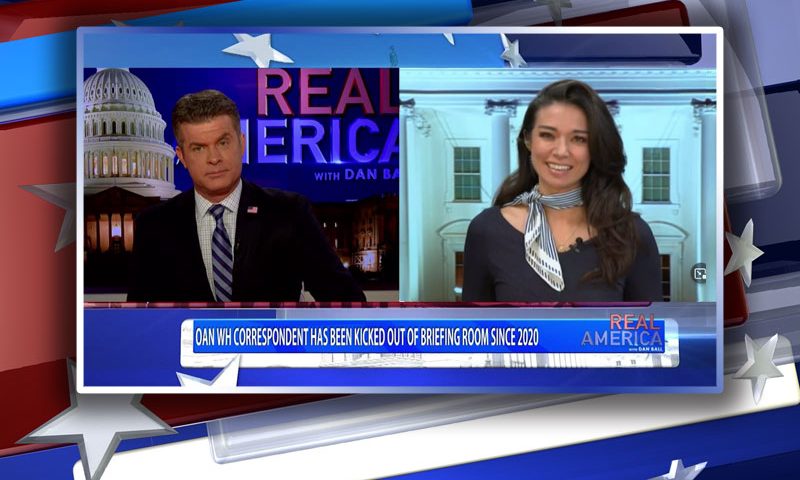 Video still from Chanel Rion's interview with Real America on One America News Network