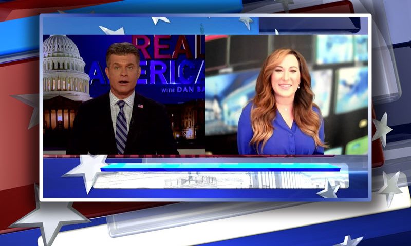 Video still from April Moss' interview with Real America on One America News Network