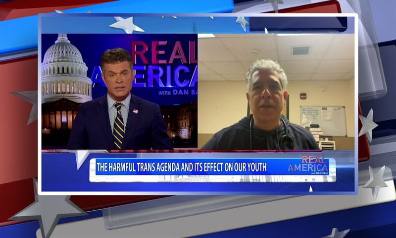 Video still from Omar Hamada's interview with Real America on One America News Network